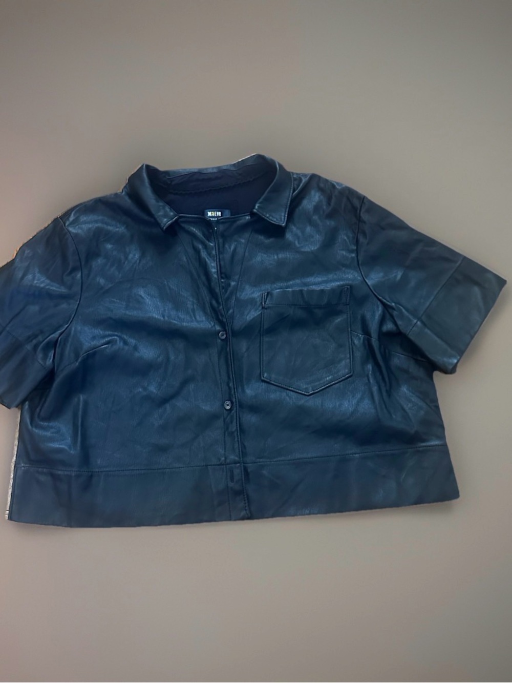 Anthropologie Maeve Faux Leather Short Sleeve Crop Jacket XL